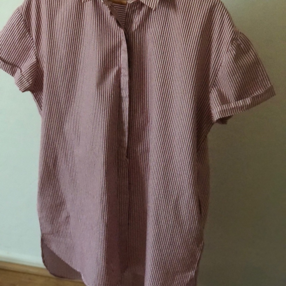 Zara Vertical  Striped Blouse Red and white